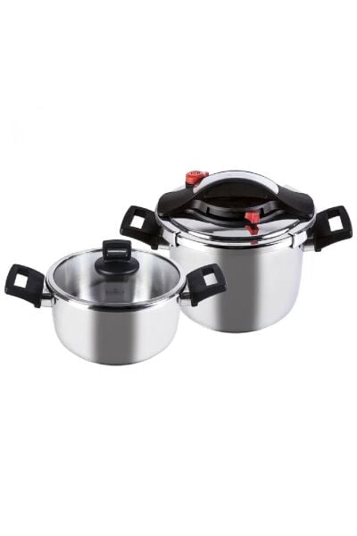 Karaca Vitola Indüksiyon Tabanlı Düdüklü Çelik Tencere Seti 4+6 Litre
