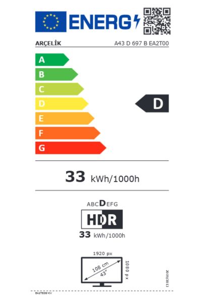 Arçelik A43 D 697 B Full HD 43'' 109 Ekran Uydu Alıcılı Android Smart LED TV