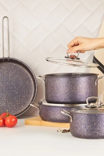 Karaca Biogranit Steel Plus 7 Parça Tencere Seti Mor