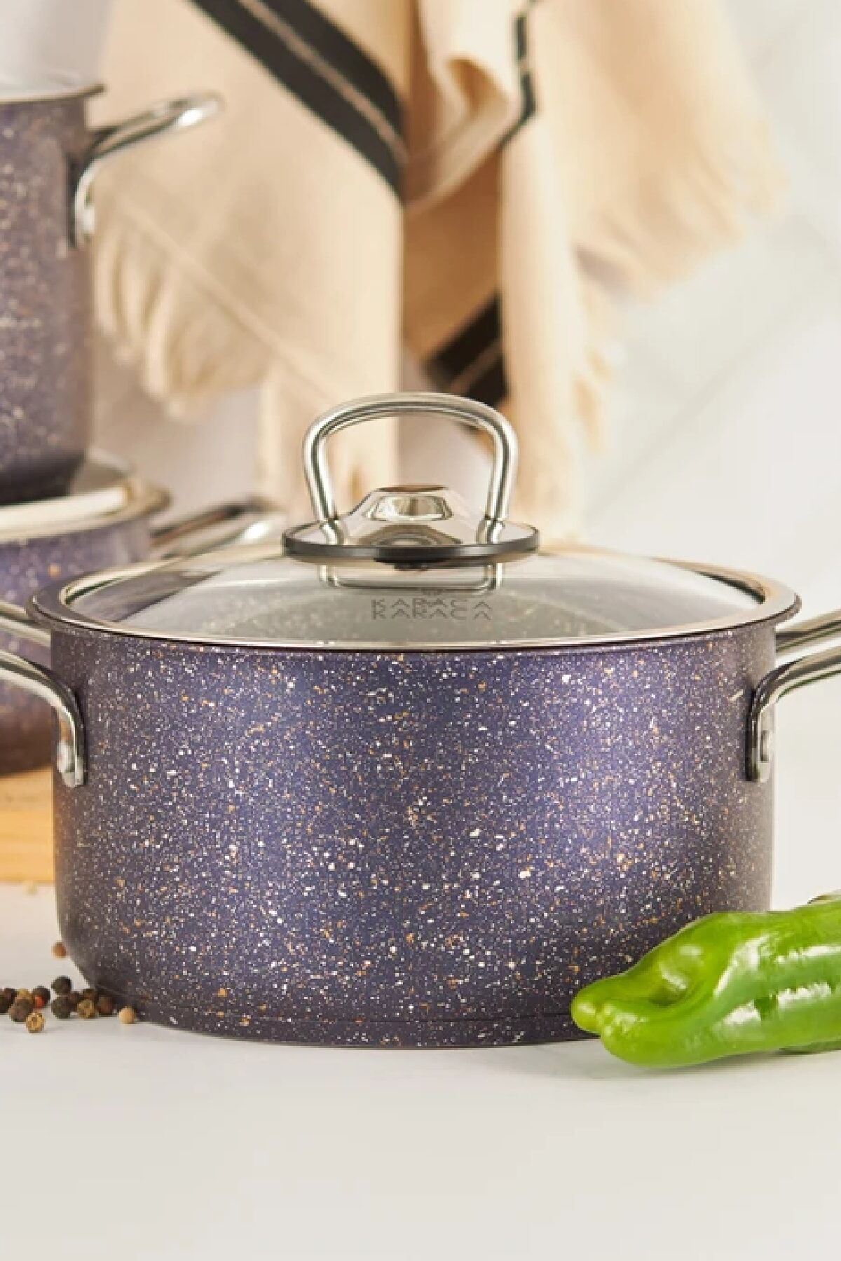 Karaca Biogranit Steel Plus 7 Parça Tencere Seti Mor