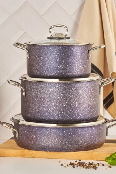 Karaca Biogranit Steel Plus 7 Parça Tencere Seti Mor