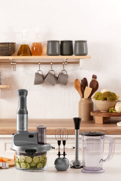 Karaca Mastermaid Prosteel Cam Mutfak Robotu Uzun Blender Ayaklı 6 Bıçaklı 2500 W Galaxy Grey