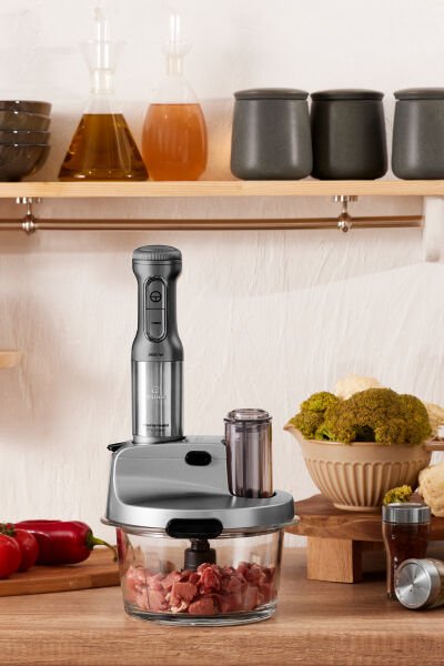 Karaca Mastermaid Prosteel Cam Mutfak Robotu Uzun Blender Ayaklı 6 Bıçaklı 2500 W Galaxy Grey