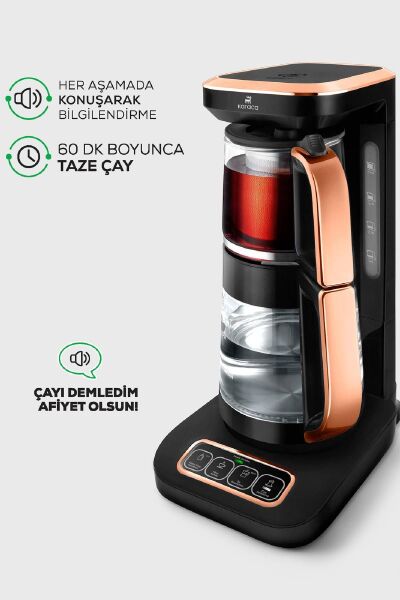 Karaca Çaysever Robotea Pro 4 In 1 Konuşan Otomatik Cam Çay ve Filtre Kahve Demleme Makinesi