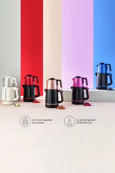 Karaca Berry Tea Xl 2in1 Çelik Demlikli Çay Makinesi Ve Kettle Cranberry