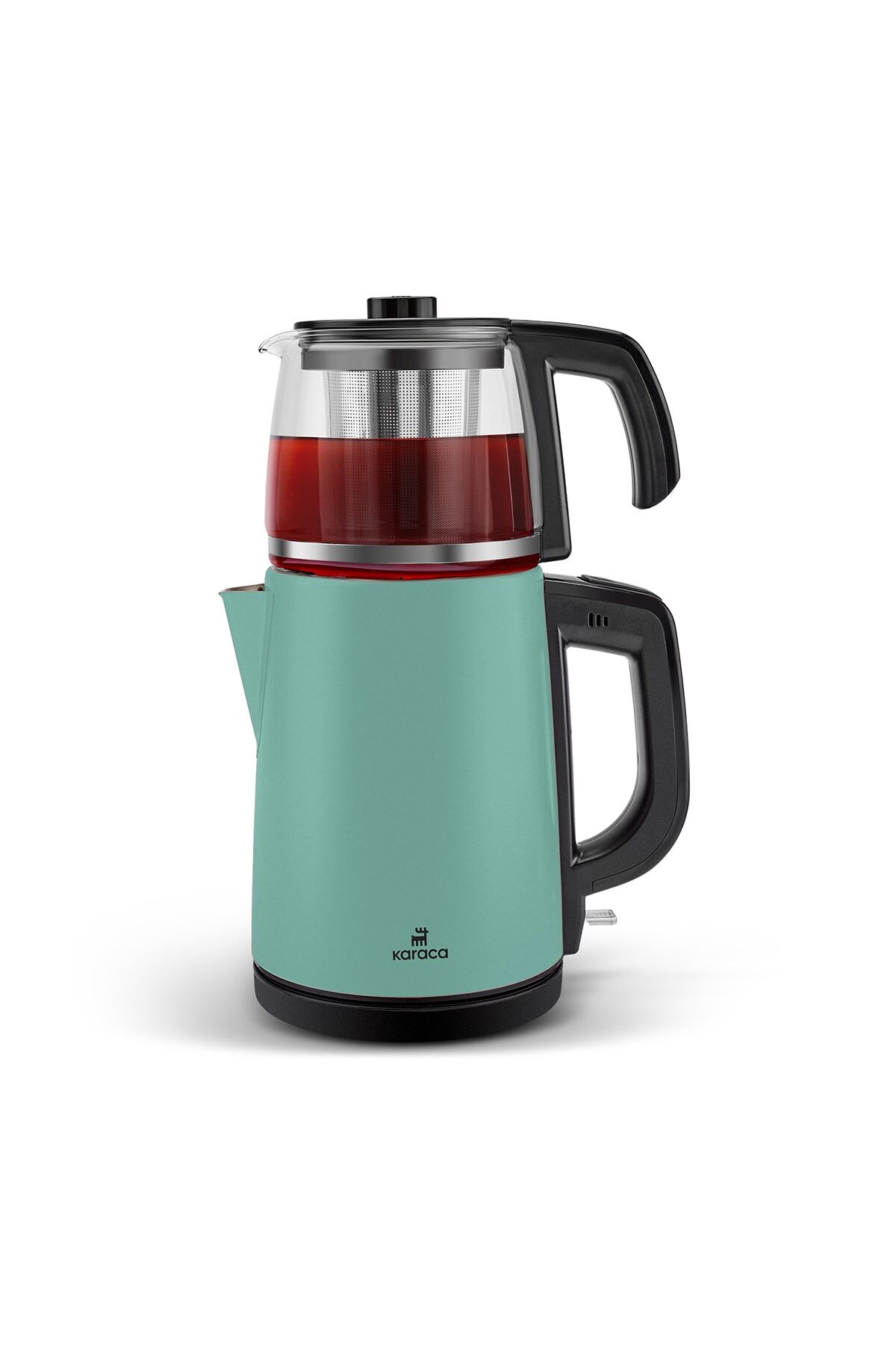 Karaca Tea Glass 2 In 1 Çelik Çay Makinesi Ve Kettle Blue Mist