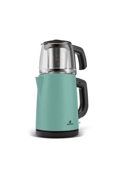 Karaca Tea Glass 2 In 1 Çelik Çay Makinesi Ve Kettle Blue Mist