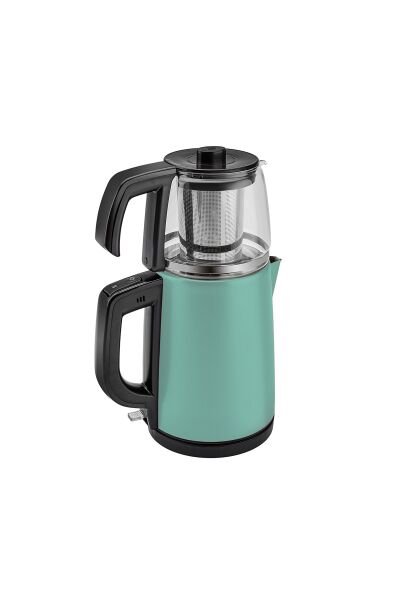 Karaca Tea Glass 2 In 1 Çelik Çay Makinesi Ve Kettle Blue Mist