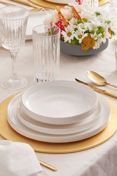 Karaca Streamline New Satürn Gold 59 Parça 12 Kişilik New Bone Yemek Takımı