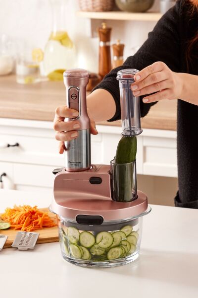 Karaca Mastermaid Prosteel Cam Mutfak Robotu Uzun Blender Ayaklı 6 Bıçaklı 2500 W Rosegold