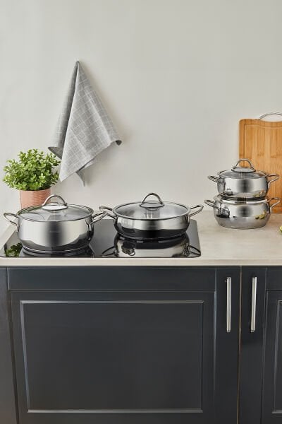 Karaca Urla 8 Parça İndüksiyon Tabanlı Çelik Tencere Seti