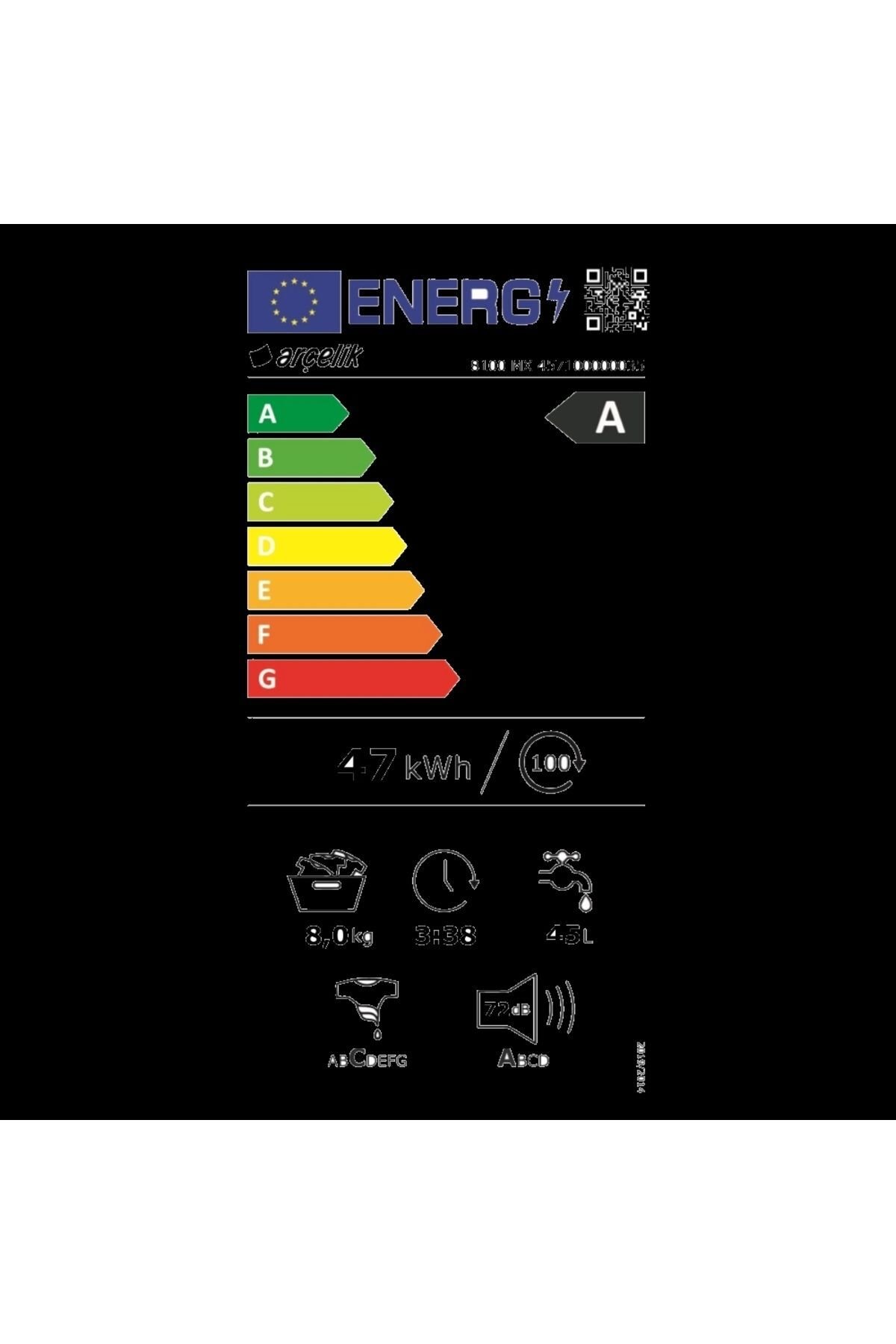 Arçelik 8100 MX 8 kg 1000 Devir Çamaşır Makinesi