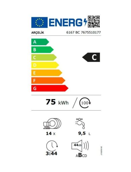 Arçelik 6167 BC 6 Programlı 14 Kişilik Bulaşık Makinesi Beyaz