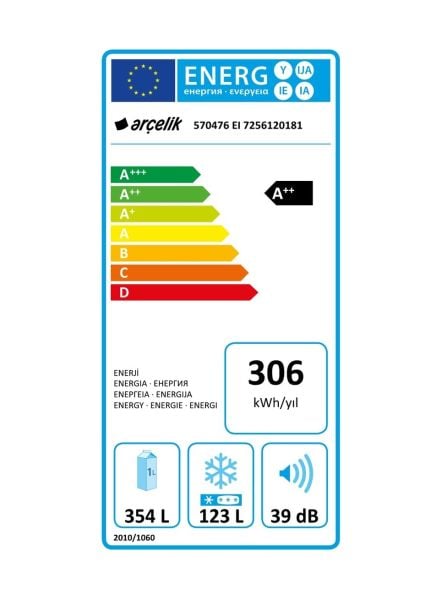 Arçelik 570476 EI Çift Kaplı No Frost Buzdolabı