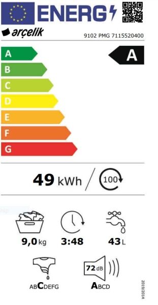 Arçelik 9102 PMG 1000 Devir 9 kg Çamaşır Makinesi