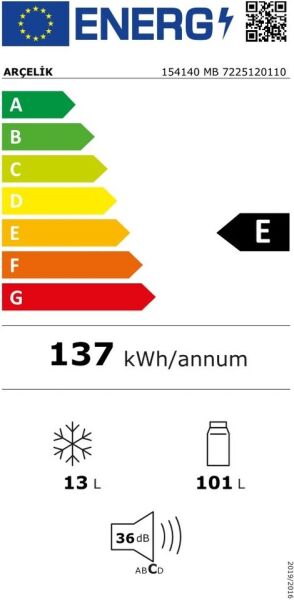 Arçelik 154140 MB 114 LT Büro Tipi Mini Buzdolabı