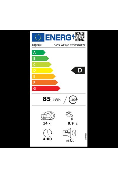 6455 Wf Mg 5 Programlı Bulaşık Makinesi