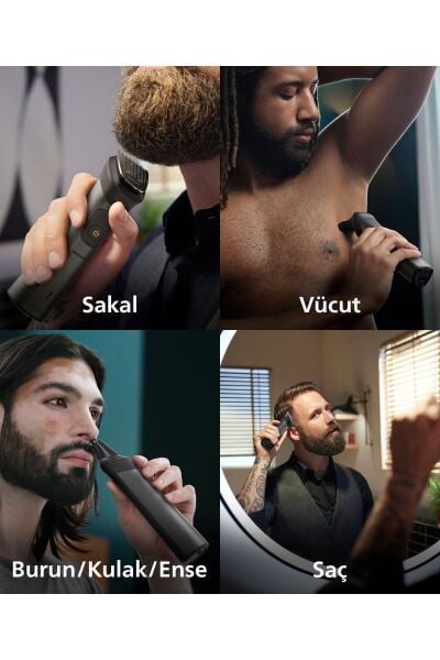 12'si 1 Arada Erkek Bakım Seti Mg5940/15-yüz/saç/vücut (ISLAK/KURU KULLANIM) 636Yseri