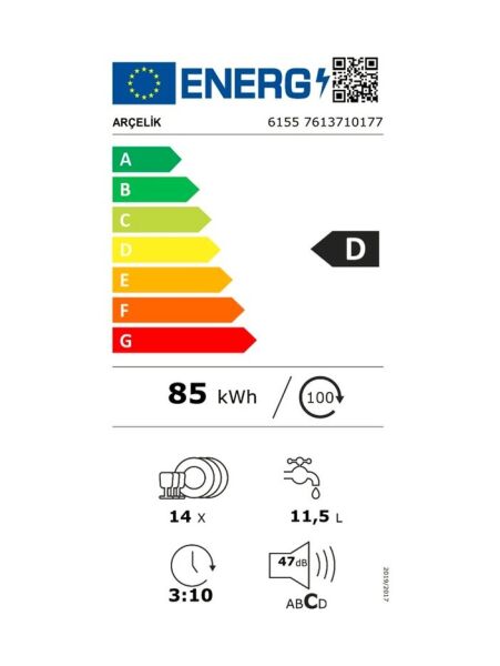 Arçelik 6155 5 Programlı Bulaşık Makinesi