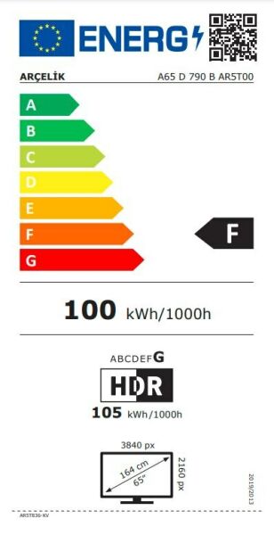 Arçelik 7 serisi A65 D 790 B 4K Ultra HD 65'' 165 Ekran Uydu Alıcılı Android Smart LED TV